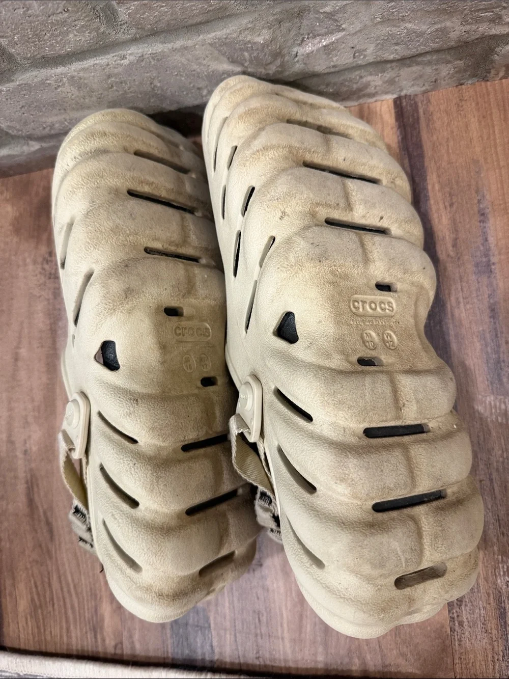 CROCS Beige Ventilated Clog with Heel Strap